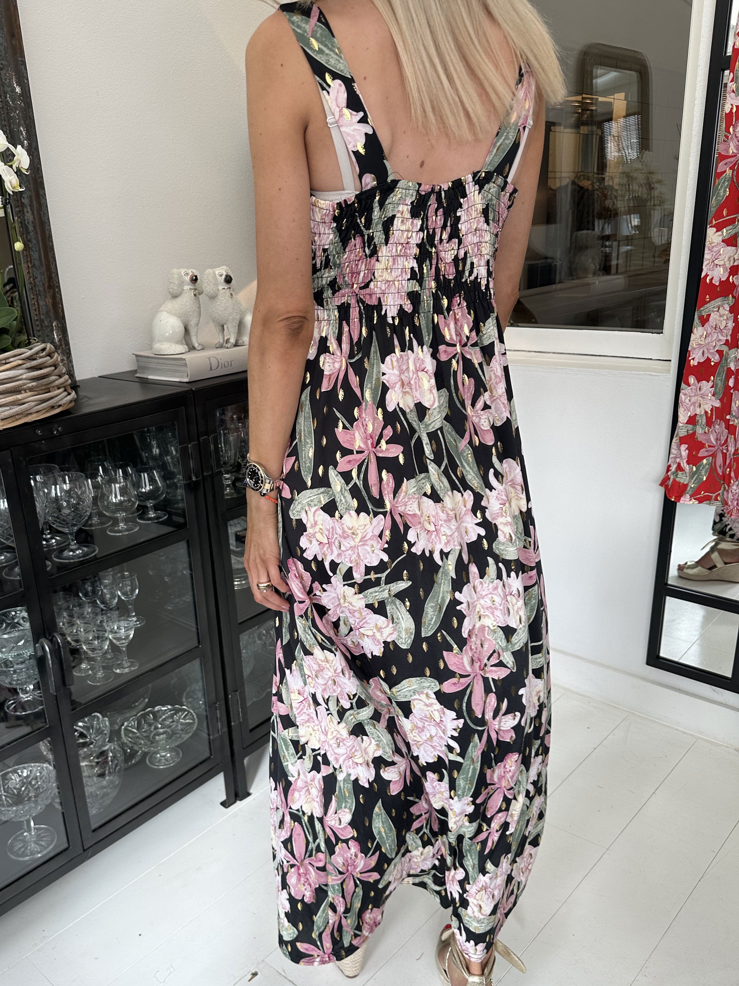 Kenza Flower - Stropkjole i elastisk stof